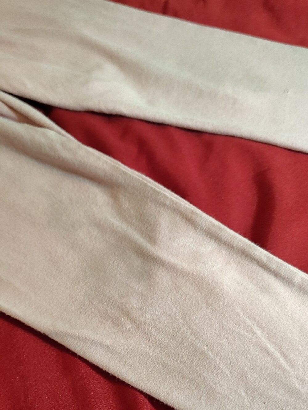 Lot Of 4 Girls Leggings- 2 Denim, Pale Pink & Red Stripe - Picture 9 of 11